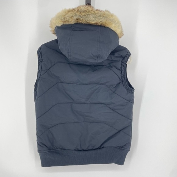 BENCH black Puffer pushbroom Vest‎ Faux Fur Trim Sz M - Picture 8 of 8